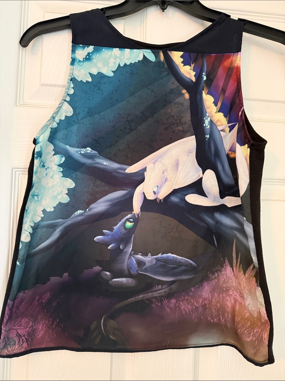 How To Train Your Dragon (HTTYD) Sleeveless Tank XS - Toothless and Light Fury